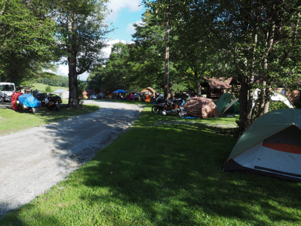 Motorcycles and tent city